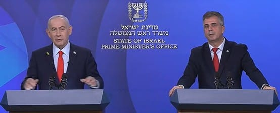 ראש הממשלה בנימין נתניהו והשר אלי כהן בהצהרה.