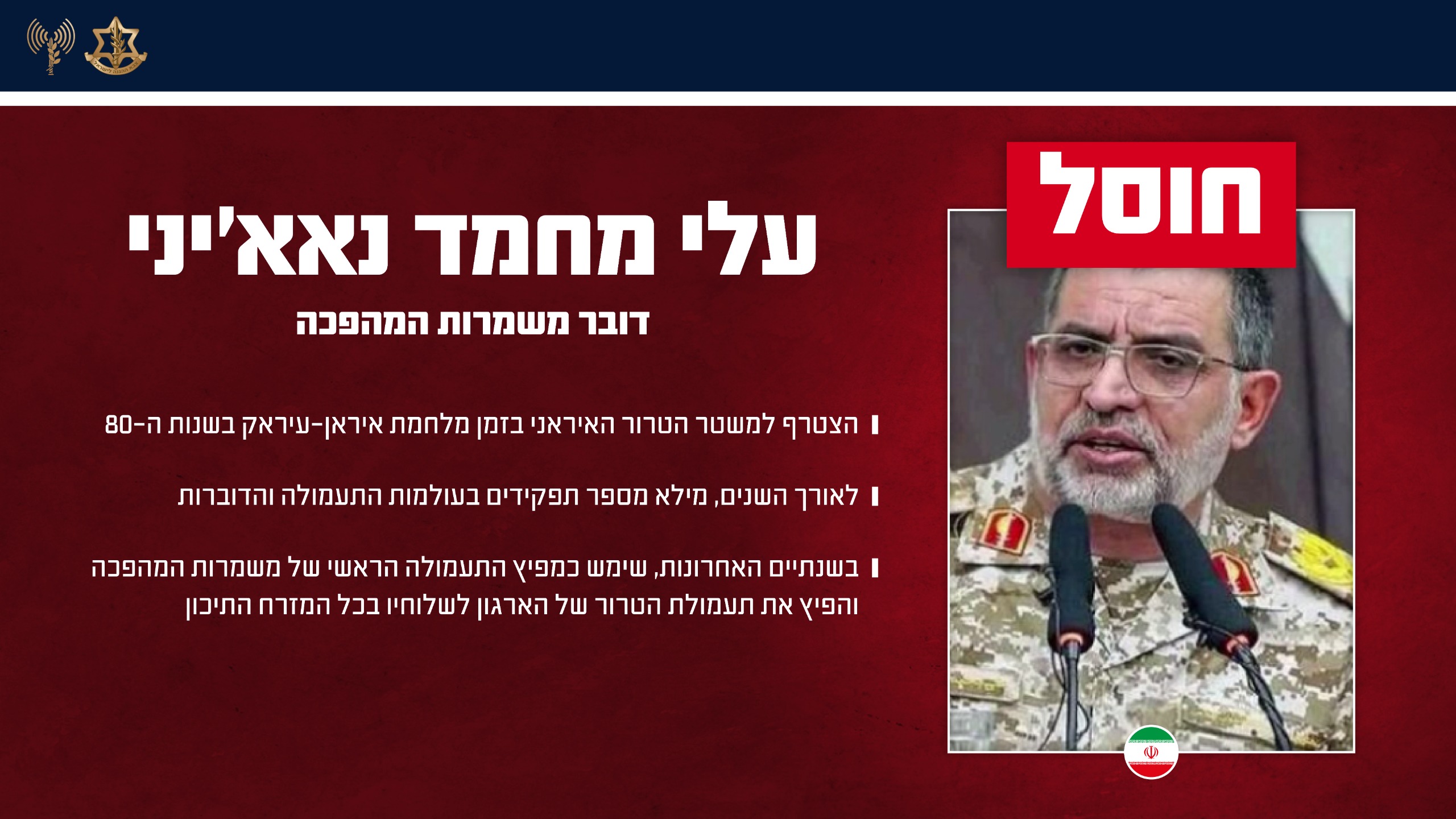 עלי מחמד נאא'יני, דובר משמרות המהפכה