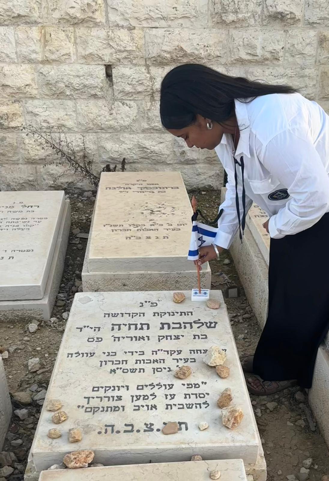 "נר לנופל" על קברה של התינוקת של הבת פס הי"ד.
