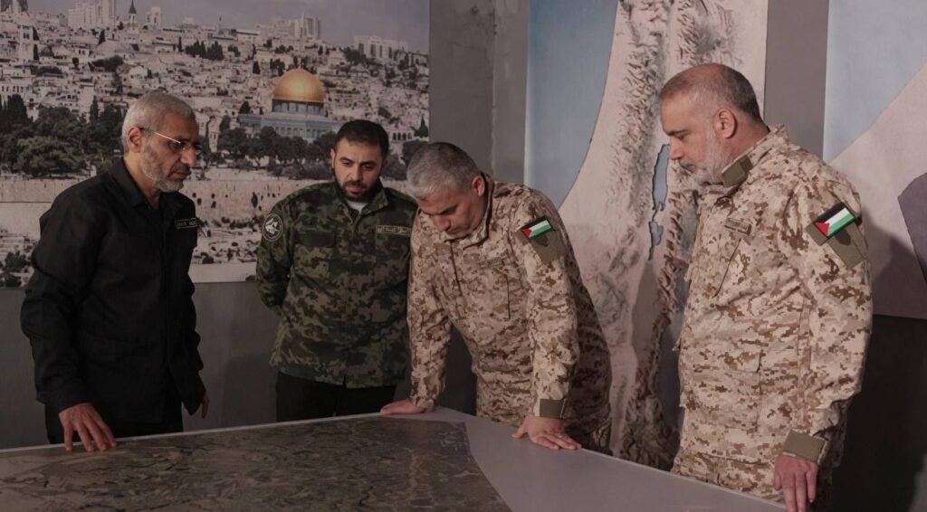 מוחמד עודה, לצידם של מוחמד דף, ראפע סלאמה ואבו עוביידה בחדר המבצעים בו תכננו את השלב הראשון של מתקפת השבעה באוקטובר. כולם חוסלו על ידי כוחותינו.